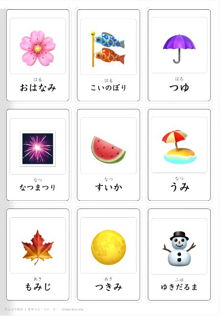 きせつカードゲームのカード見本